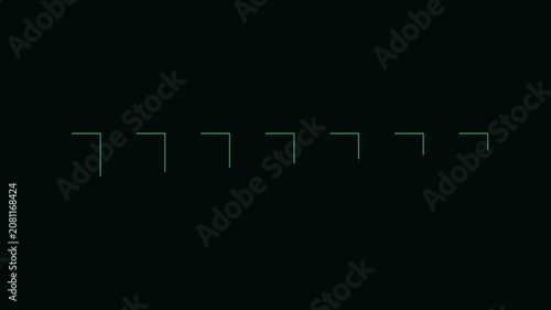 Minimalist digital loading animation with green geometric line patterns on 4k black background lines