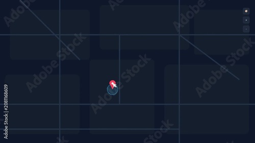 Dark mode interactive map interface displaying an allow location access permission pop-up dialog window with a location pin marker.