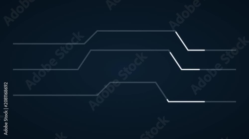 Minimalist digital loading lines animation, abstract technology data transfer progress bar, futuristic ui interface on dark 4k background