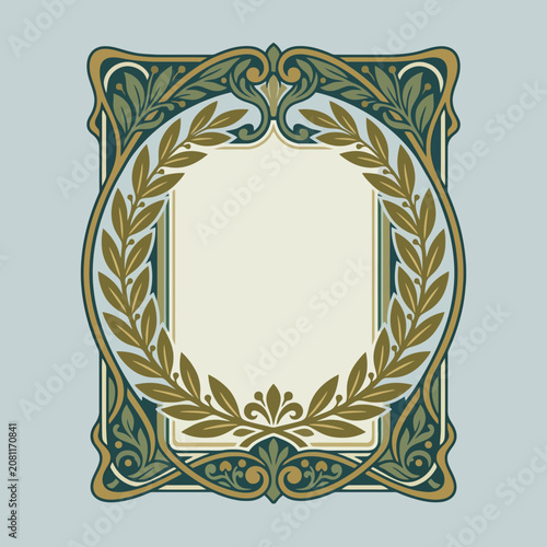 An elegant art nouveau frame with intricate floral leaf patterns