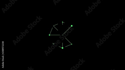Minimalist green digital network loading circle animation on 4k black background, technology
