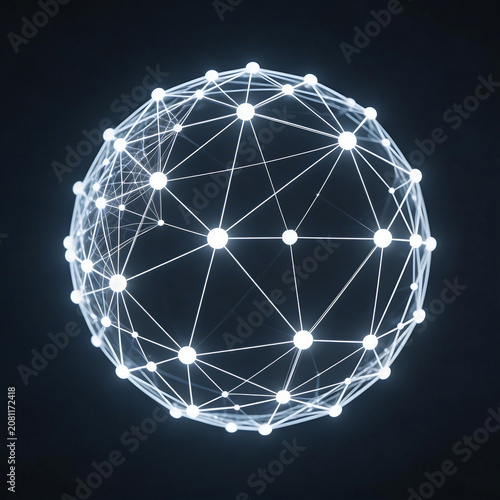 Abstract glowing network sphere