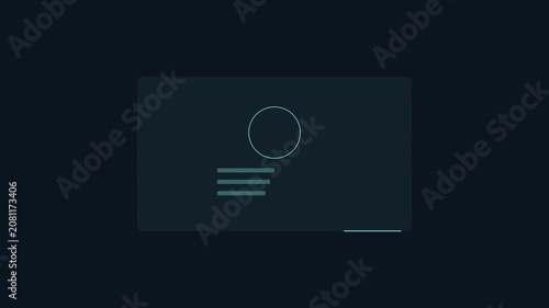 Minimalist hud interface animation with circular data loading and text lines for technology and digital ui projects 4k