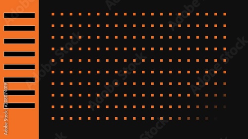 Minimalist orange and 4k black abstract motion background, with grid pattern, animation