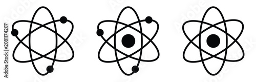 Photos Atom Icon Set Vector, Atomic Structure and Electron Orbit Symbols for Science Ed