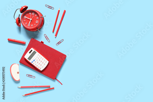 Alarm clock, pencil case an...