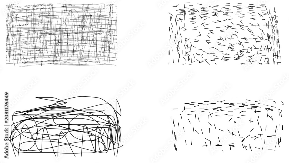 Obraz premium Black and white scribble textures on white background