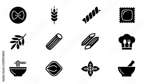 Cuadro en lienzo Modern abstract italian pasta symbol vector clipart set with minimalist clean ou