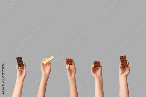 Female hands with different...