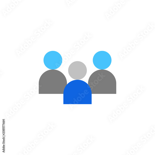 User group icon with grey and blue flat symbol for user collection