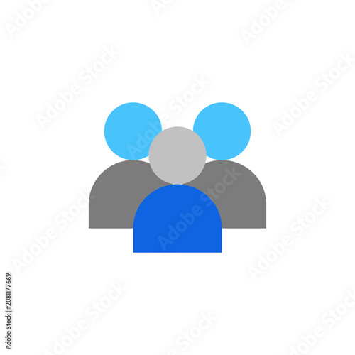 User group icon with grey and blue flat symbol for user collection