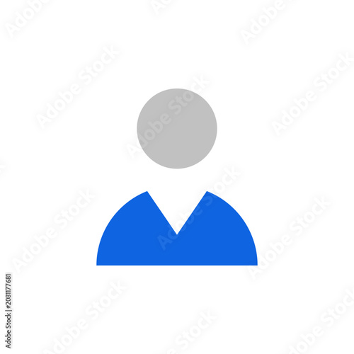 User icon with grey and blue flat symbol for user profile