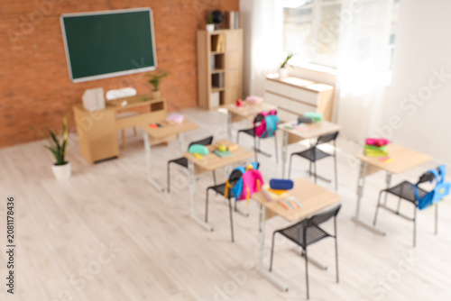 Blurred view of classroom w...