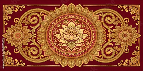 Intricate Sri Lankan Traditional Ornament Artwork with Liya Pata Motifs
