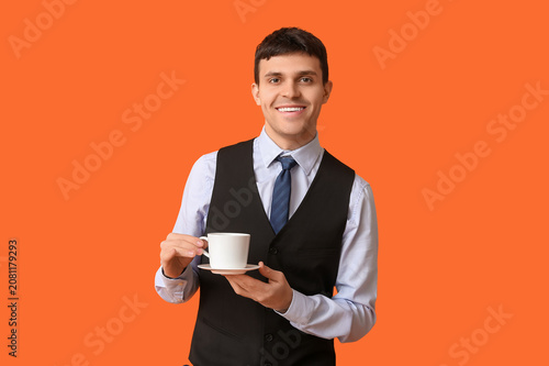 Happy young man with blue t...