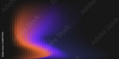 фотографія Dark black textured abstract backdrop featuring smooth orange to purple vertical gradient light curves, grainy film noise texture