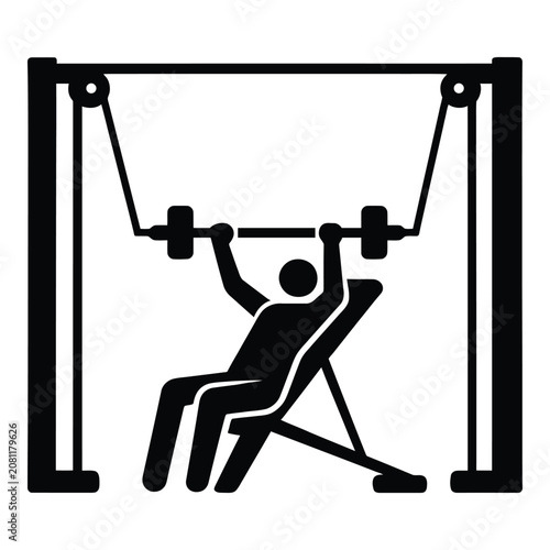 Incline Bench Press Silhouette Vector Icon for Upper Chest Workout and Bodybuilding