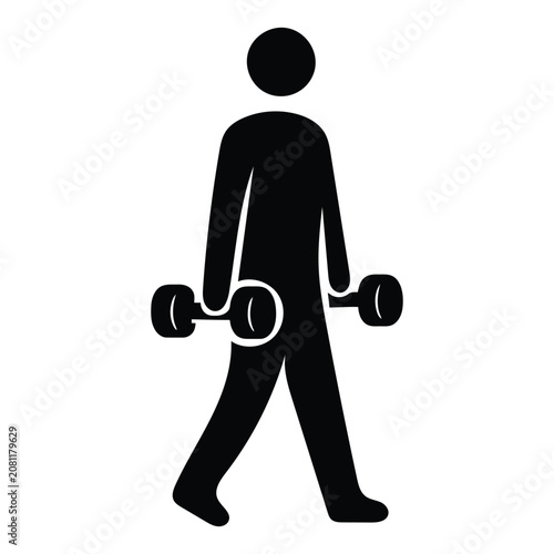 Farmers Walk Silhouette Vector Icon for Grip Strength and Functional Fitness Training