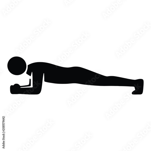 Plank Silhouette Vector Icon for Core Stability and Isometric Bodyweight Exercise