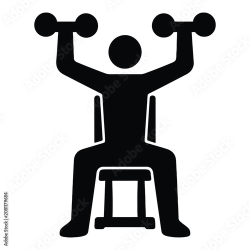 Shoulder Press Silhouette Vector Icon for Upper Body Workout and Fitness Training