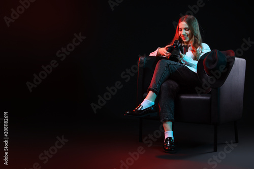 Portrait of stylish female ...