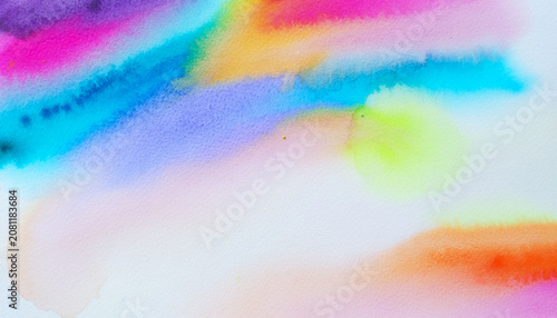 カラフルな水彩絵の具が広がる背景、にじみ表現、鮮やかな色彩、