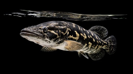 Majestic Black and Gold Fish Swimming Gracefully in Clear Water