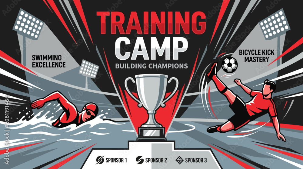 Obraz premium Dynamic Sports Training Camp Graphic For Champions
