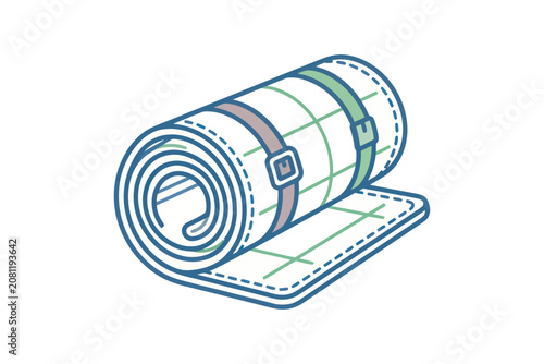 Foto Rolled Picnic Blanket Vector Illustration
