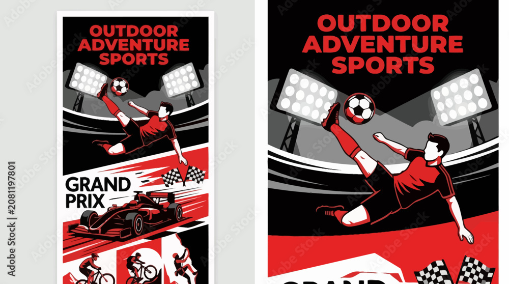 Obraz premium Dynamic Outdoor Sports Festival Poster With Soccer And Racing Elements Design