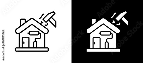 Bild auf Leinwand Home Renovation lineglyph icon