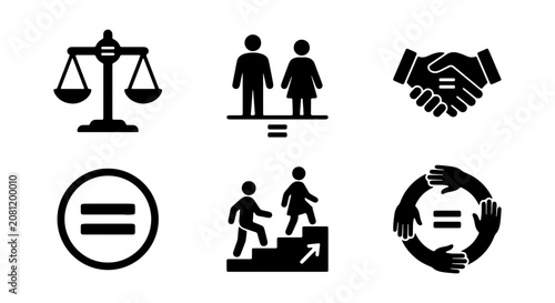 Canvastavla Equality Icons Set: Justice, Gender, Partnership, Inclusion, Progress, Diversity