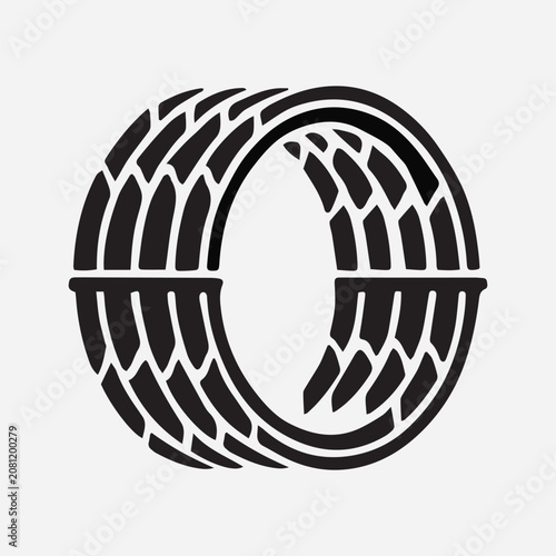 Black and white tire icon graphic for automotive industry design with automotive