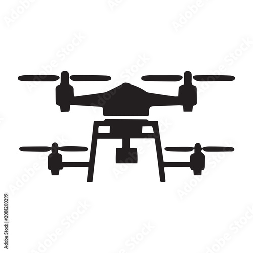 Quadcopter drone icon for remote aerial photography technology with quadcopter