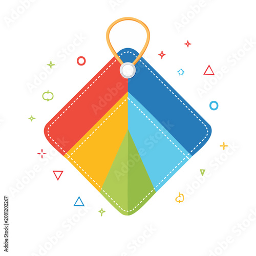 Colorful flat vector price tag with ring