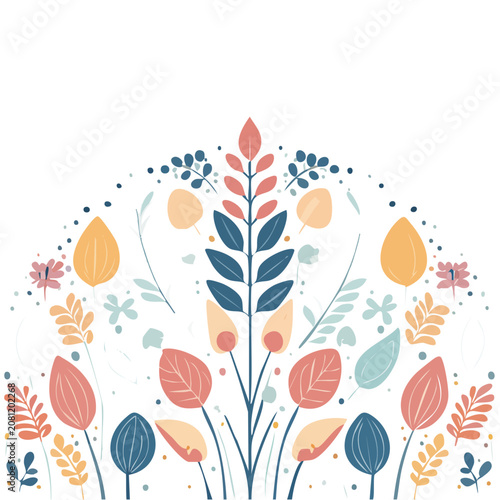 Colorful flat floral arrangement vector illustration