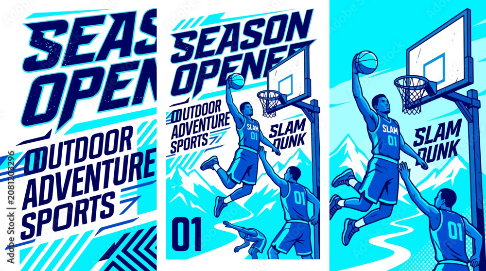 Fototapeta premium Dynamic Basketball Slam Dunk Season Opener Extreme Sports Graphics
