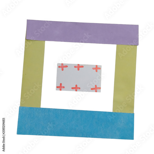 Blue and yellow folder with paper icon inside simple with torn paper and crafted card design