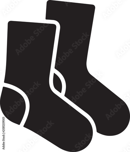 Two black socks with white outlines are shown on a plain background