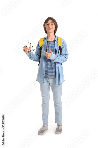Male student pointing at mo...