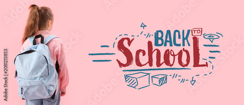 Little student with backpac...