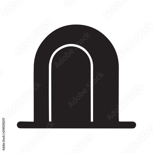 Minimalist arch doorway icon in black and white with entrance, architecture