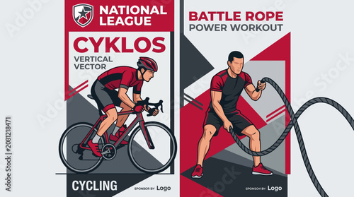 Athletic Power Workout And Cycling Competition Graphics