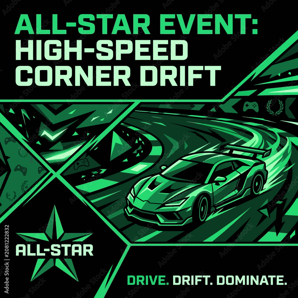 Obraz premium All Star Event High Speed Corner Drift Graphic Design