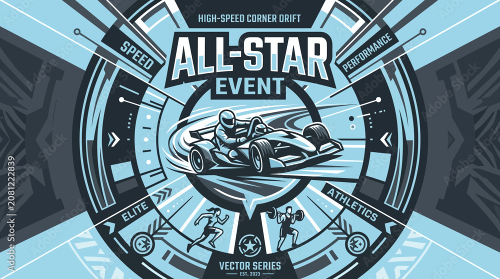 Obraz premium All Star Event High Speed Corner Drift Vector Sports Graphics