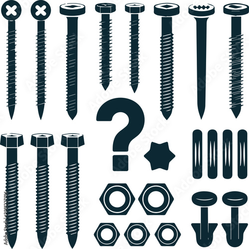 Nuts and Bolts Set with Hex Fasteners and Washers
