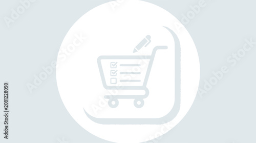 Shopping cart icon with checklist and pen, e-commerce, online shopping, retail, purchase, order, list