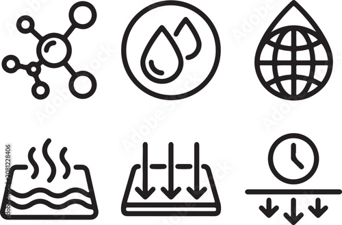 Science and industrial chemical icons pack.