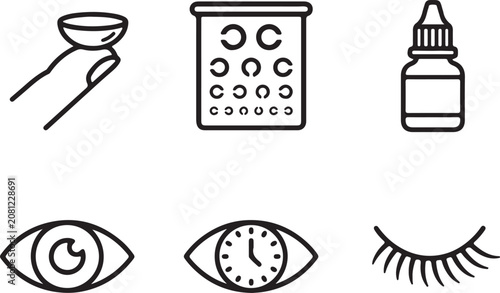 Ophthalmology and eye care medical icons set.
