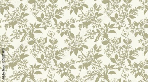 Floral Pattern Design with Leaves and Flowers.